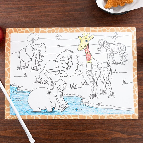 Hoffmaster 310690 10 x 14 Kids Jungle Fun Double Sided Interactive  Placemat - 1000/Case