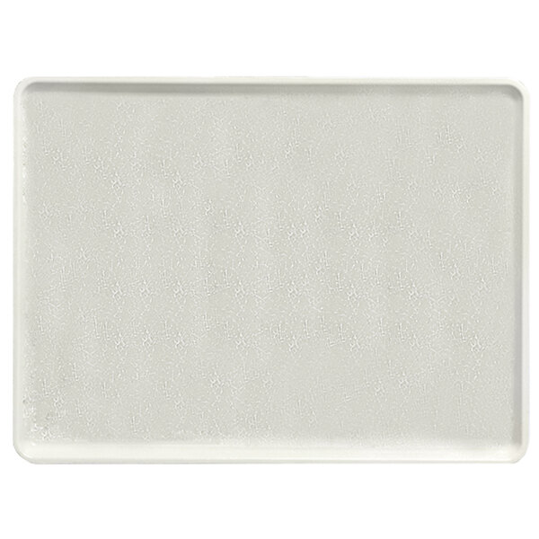 A white rectangular Cambro dietary tray with a white border.