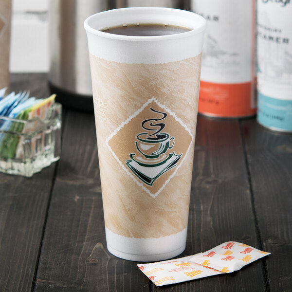 Tall White Styrofoam Coffee Cup - 32 Oz Lid