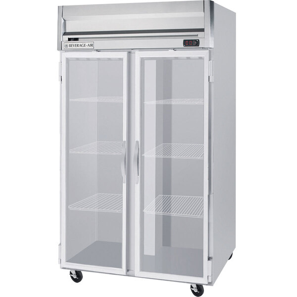 Beverage-Air HRS2-1G Horizon Series 52" Glass Door Reach-In Refrigerator with Stainless Steel Interior and LED Lighting