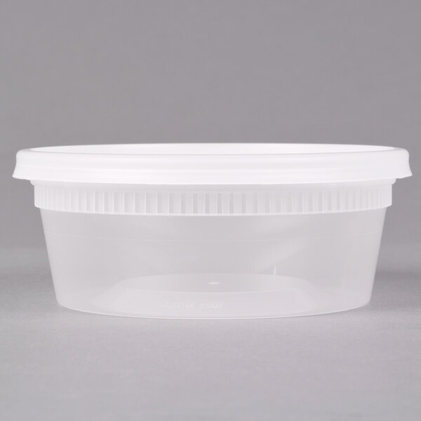 Pactiv/Newspring YL2508 8 oz. Translucent Round Deli Container Combo