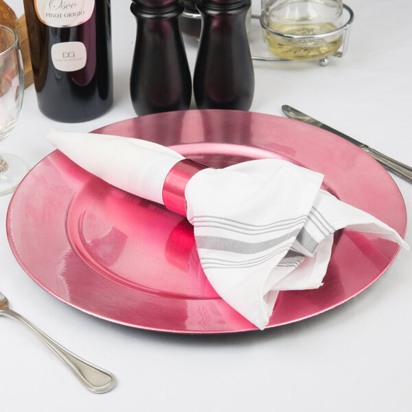 Tabletop Classics by Walco TRPK-6651 13" Pink Round Plastic Charger Plate - 12/Pack