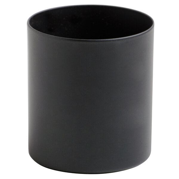 A black cylindrical metal lamp base.
