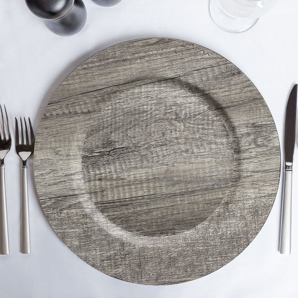 Gray Pine Round Charger Plate 