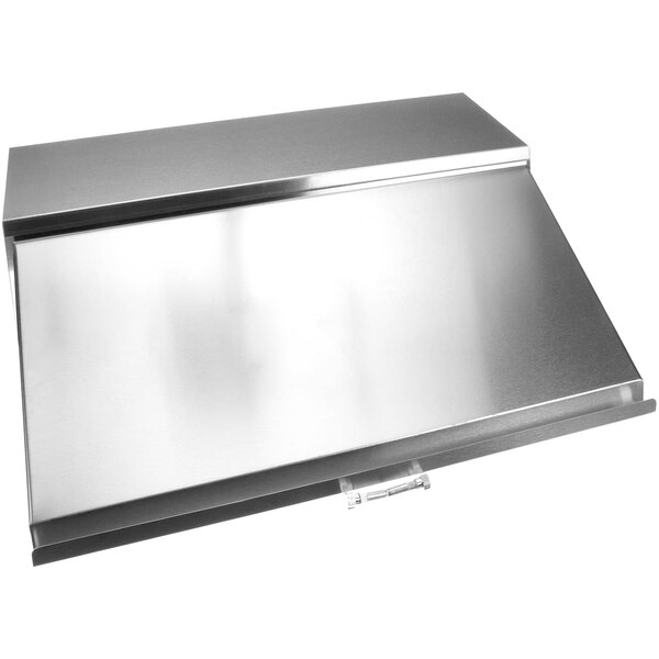 A Delfield stainless steel assembly with a lid on a counter.