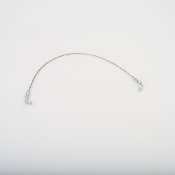 A silver metal wire with a curved end.