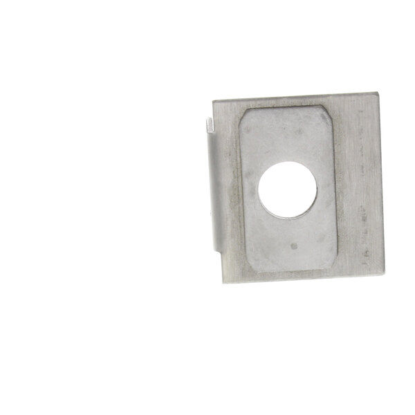 A metal square Vulcan adapter plate with a hole in the center.