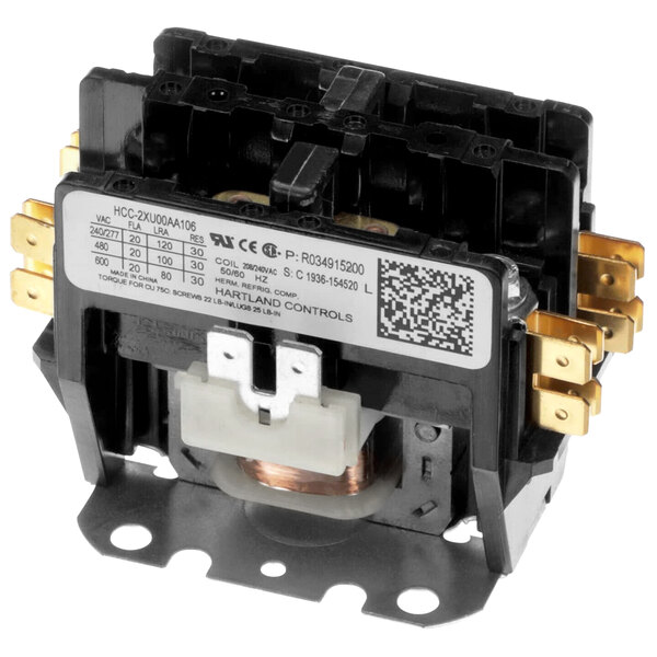 A black Heatcraft contactor with a gold circuit board.