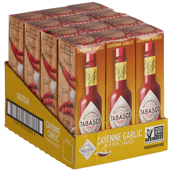 TABASCO® 2 oz. Cayenne Garlic Pepper Hot Sauce 12/Case