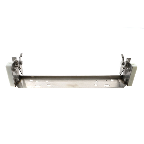 A white metal Hobart dishwasher cradle with two metal brackets.