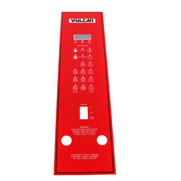 A red rectangular Vulcan overlay with white text and buttons.