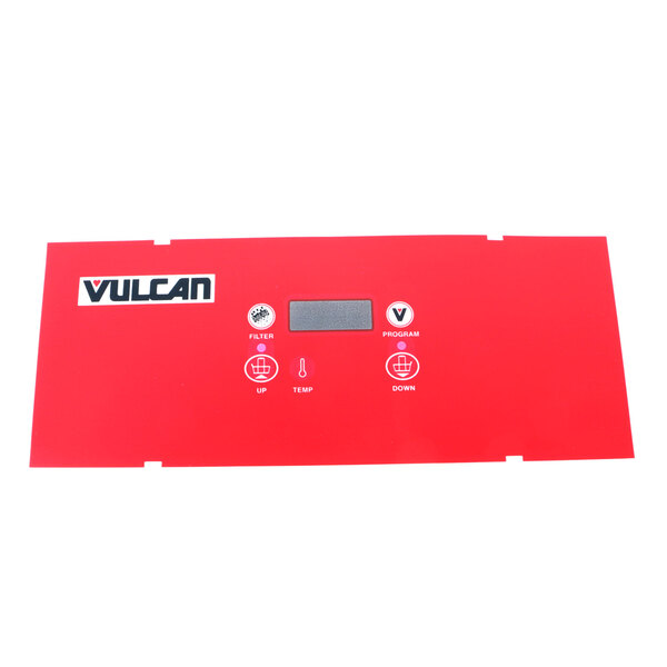 A red rectangular electronic overlay with the words "Vulcan" on it.