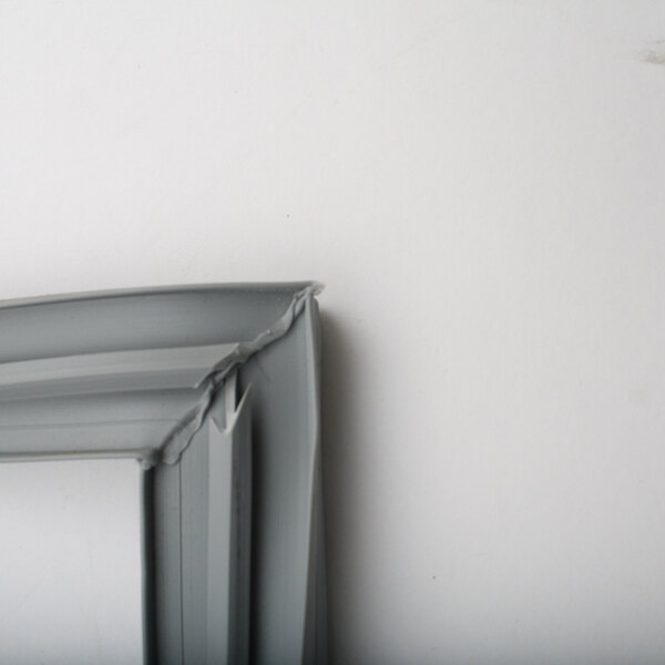 A close-up of a corner of a metal frame.