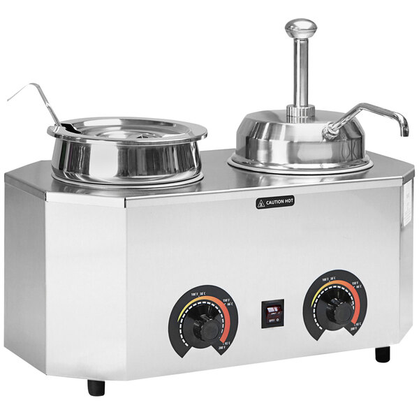 A Paragon Pro-Deluxe dual condiment warmer machine on a counter.