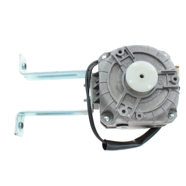 A Grindmaster-Cecilware condensor fan motor. A small metal device with a white circle.