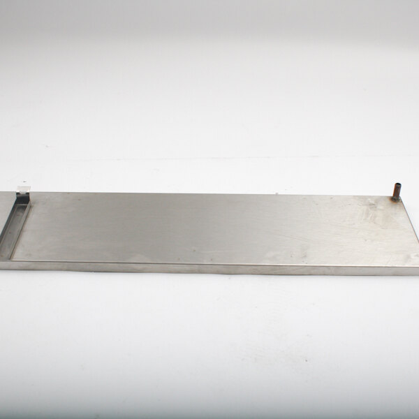 A stainless steel Norlake Evap drain pan with a metal handle.