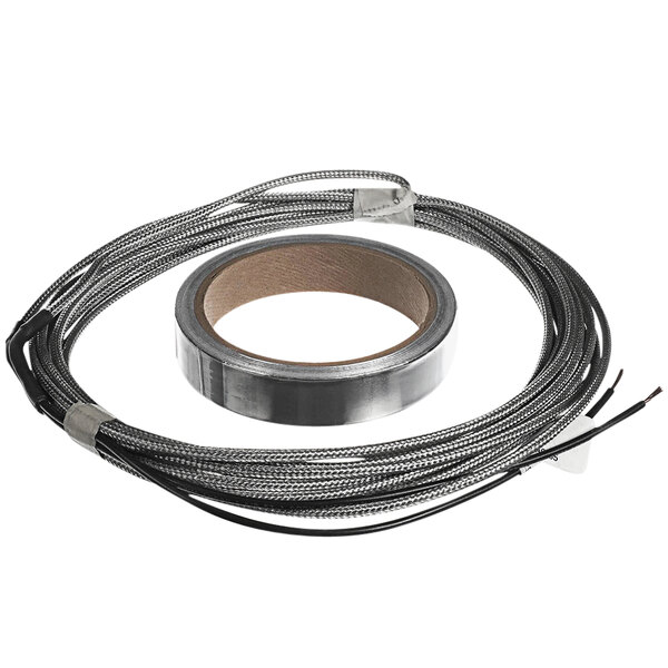 A roll of silver wire with a metal coil inside.