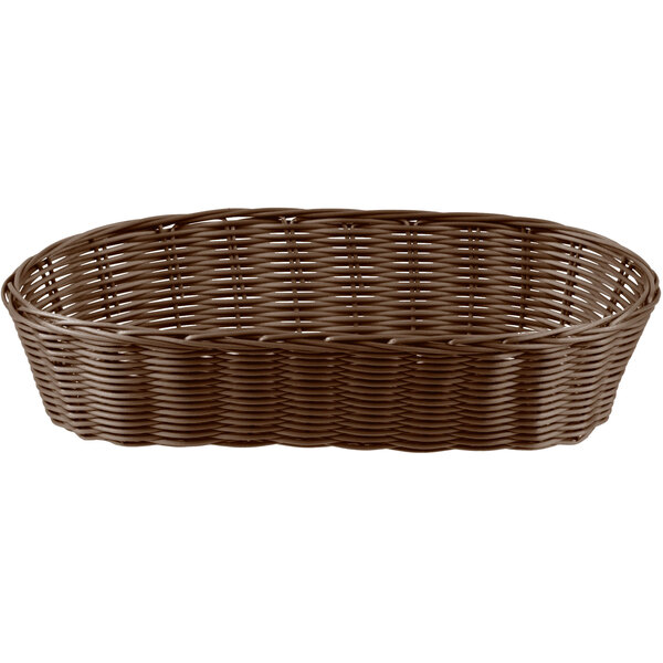 Tablecraft 1413 13" x 5" x 3" Oblong Brown Rattan Basket 12/Pack