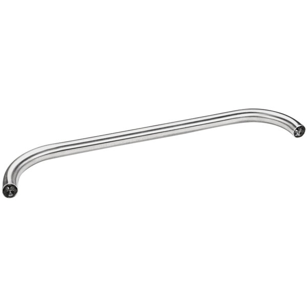 A 20 inch long stainless steel curved metal handle with screws.