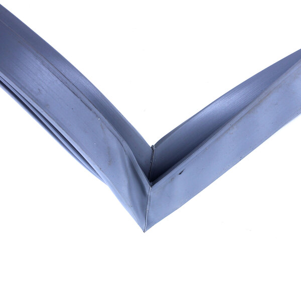 A close up of a blue curved corner of a Master-Bilt gasket.