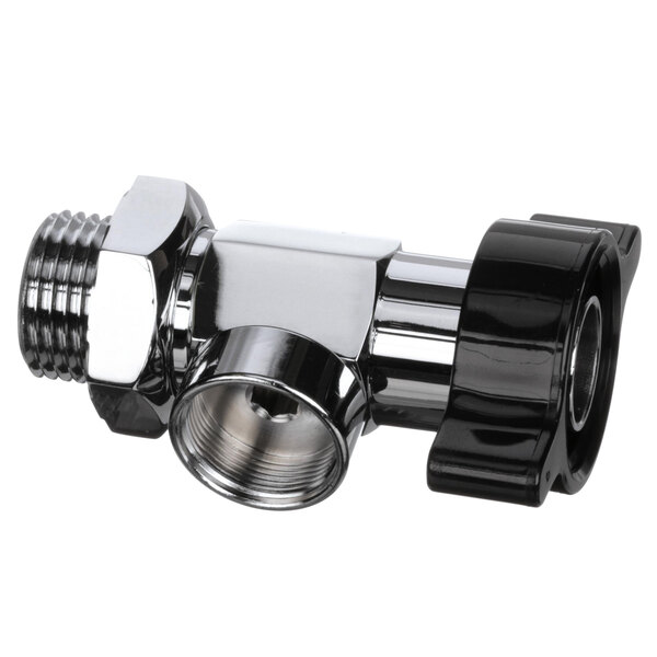 The chrome-plated Bunn faucet shank with a metal wing nut.