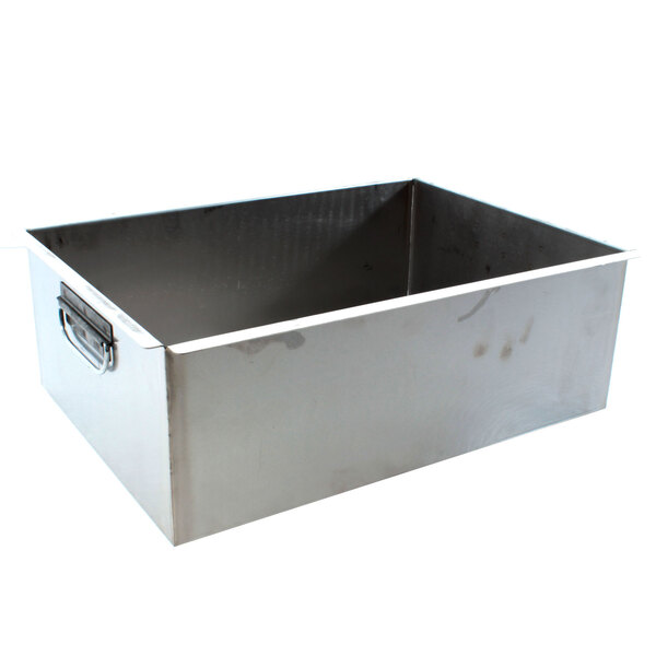 A metal container with a handle.