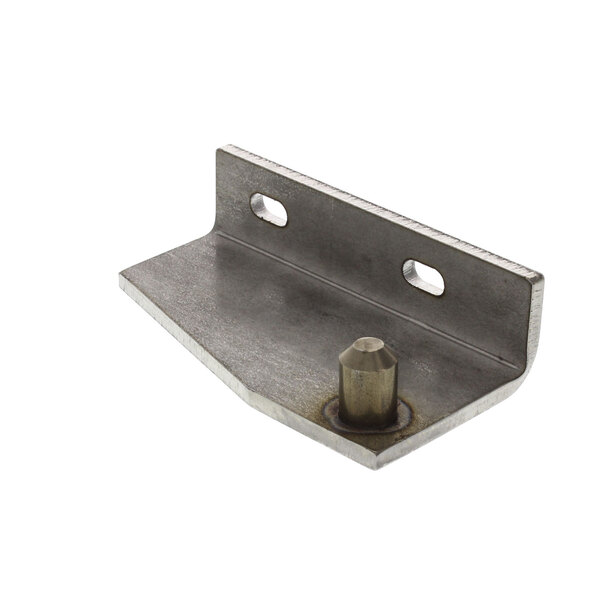 A metal plate with a bolt on the side, a metal bracket with a bolt.