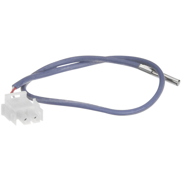 A blue cable with a white connector.