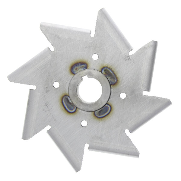 A Blakeslee 2252 metal impeller with holes in a star pattern.