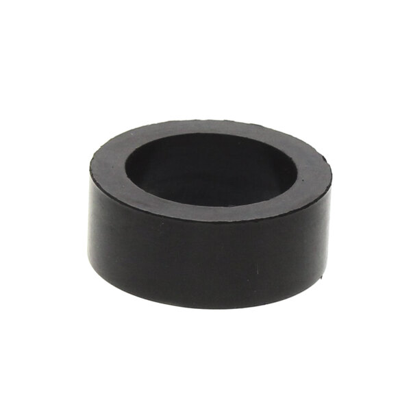 A black round rubber washer with a hole in the center.