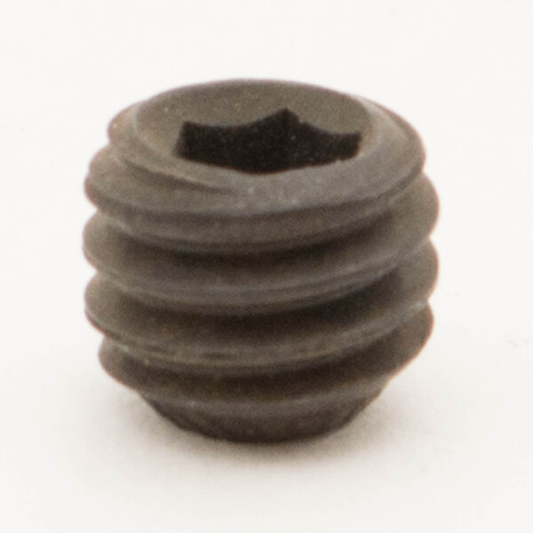 A close up of a black Univex screw.