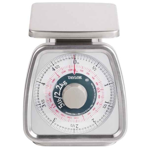 Taylor 50 Lb Stainless Steel Portion Control Scale - Analog Mechanical Kitchen Scale With Removable Platform