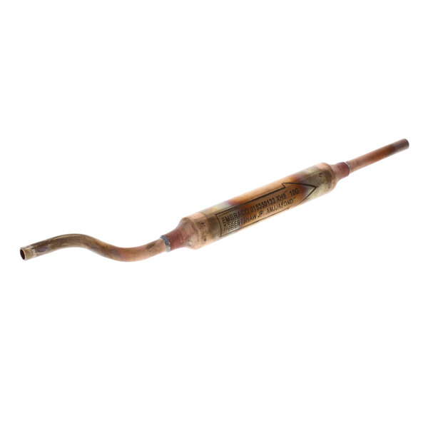 A copper pipe with a bent metal tip.