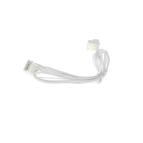 A white cable with white connectors on a white background.