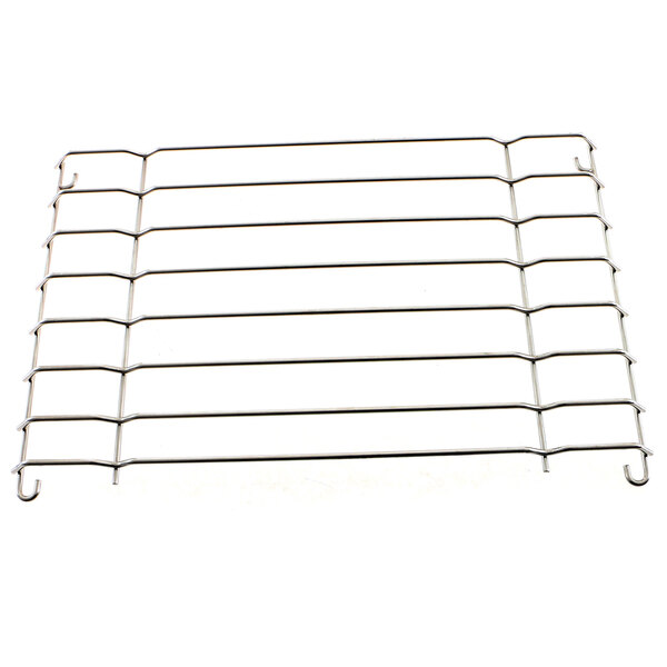 A metal rack with many rows of metal rods, including a center support.