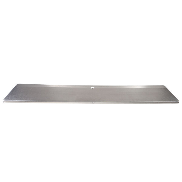 A silver rectangular Heatcraft drip pan with a hole in the middle.