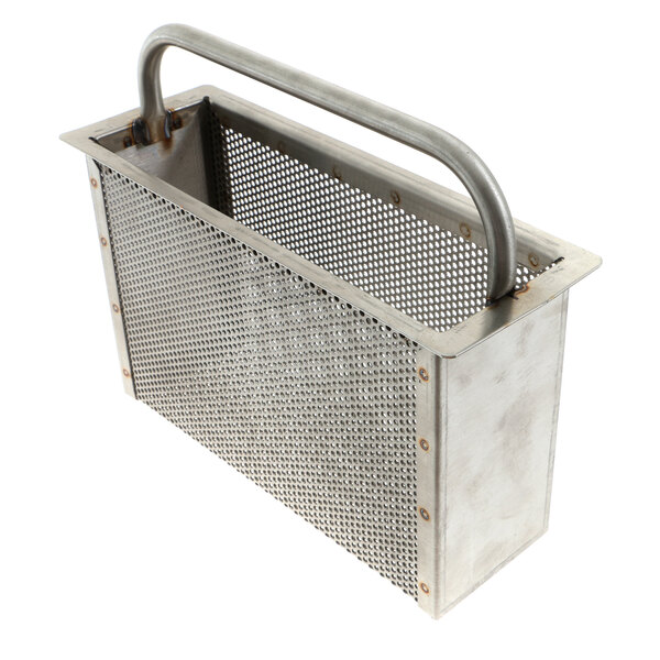 A stainless steel mesh Champion Refuse Basket with handles.