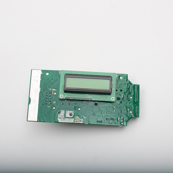 A green circuit board for a Bunn coffee machine with a square display.