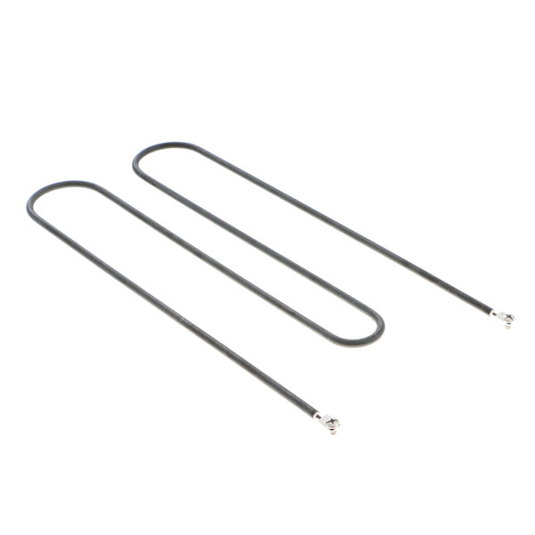 Two metal rods with black wires attached.