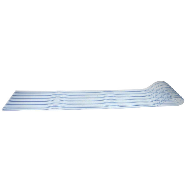 A long blue and white striped plastic strip.