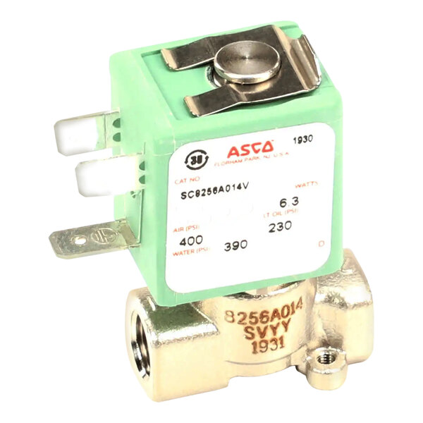 A green and silver Crown Steam solenoid valve.