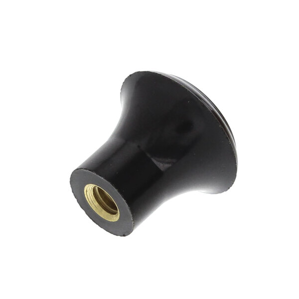 A black plastic Southbend knob with a gold nut.