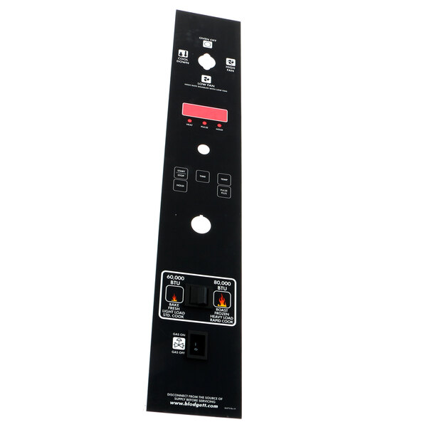 A black rectangular electronic panel with buttons and switches.