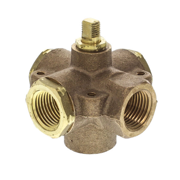 A brass Power Soak valve selector with two brass nuts.