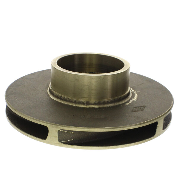 A metal disc with a hole in the center, the Cleveland SP999-9900048 Replacement Impeller.