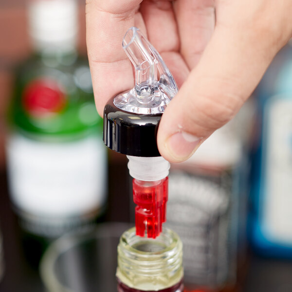 Measured Liquor Bottle Pourer 1 oz Amber Precision Pour w/Collar 12 Pack 