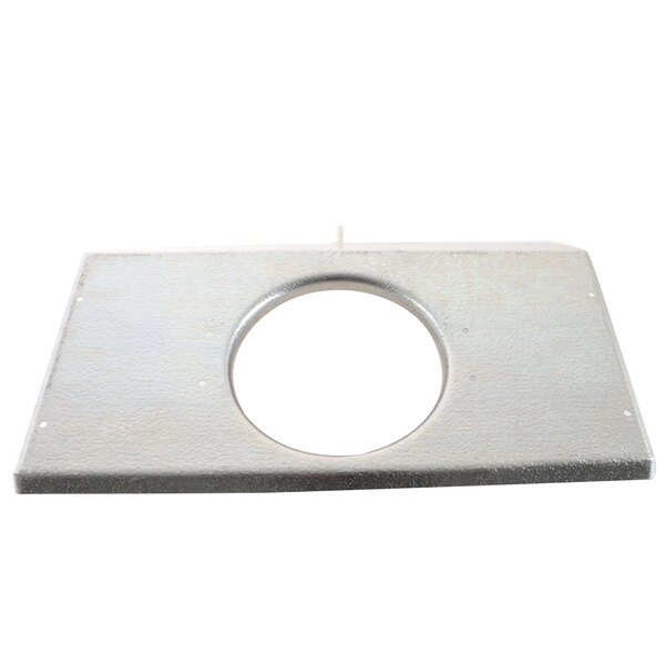 A white rectangular Heatcraft metal drain pan with 2 holes.