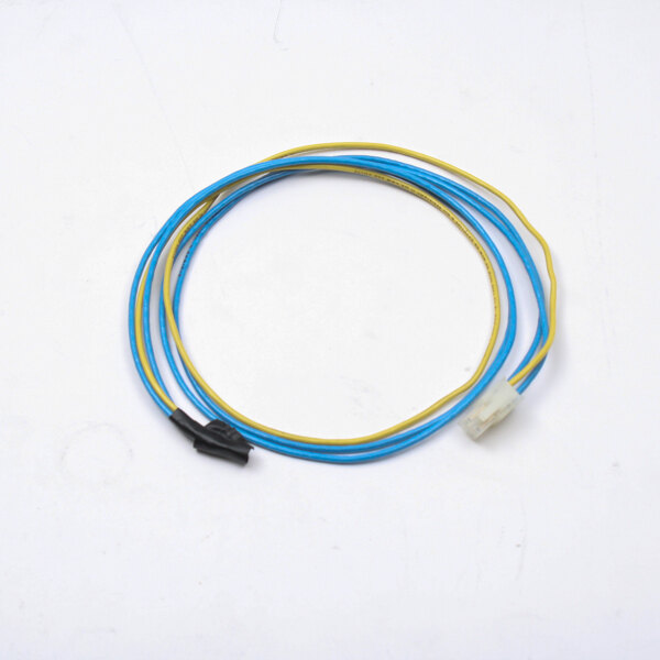A close-up of a Legion wire harness with a blue and yellow wire and white connector.