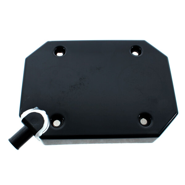A black plastic rectangular drain pan assembly with metal screws.