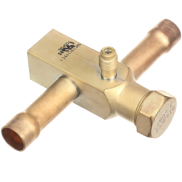A brass Parker valve with a nut on a brass pipe.